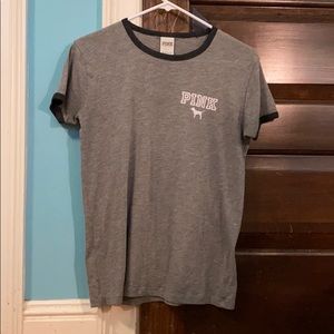 Size small grey pink t-shirt with white logo